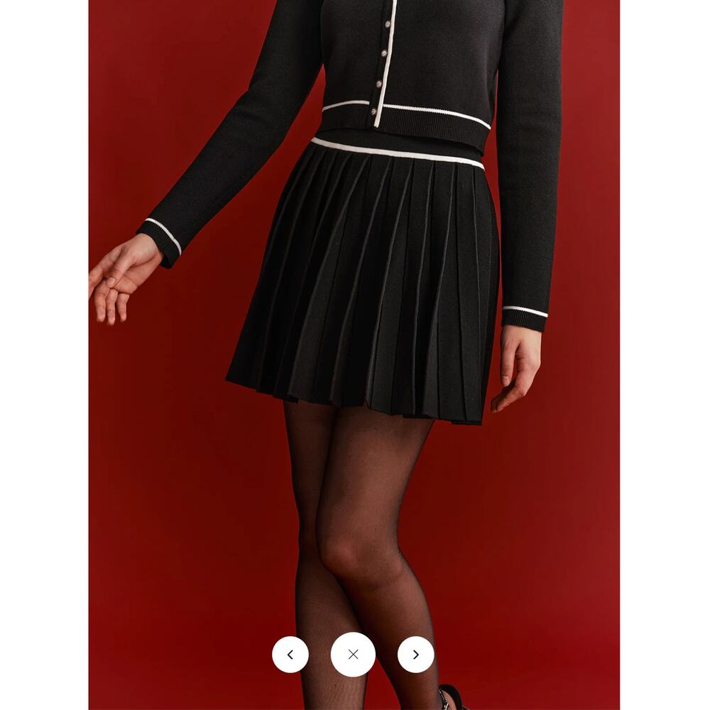 Commense Contrast Trim Pleated Mini Skirt Sz L